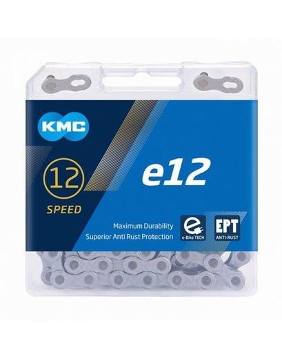Ланцюг KMC e12 EPT 12 швидкостей 130 ланок срібний + замок